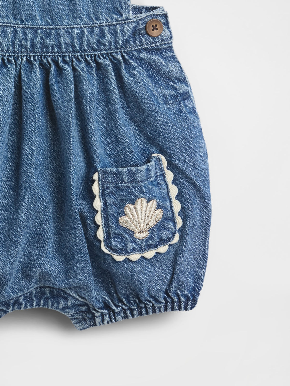 Mavi Baby Denim Shell Pocket Bubble Tulumu