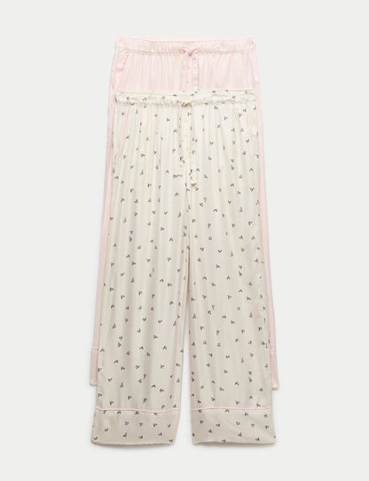 2’li Twill Geniş Paça Pijama Altı