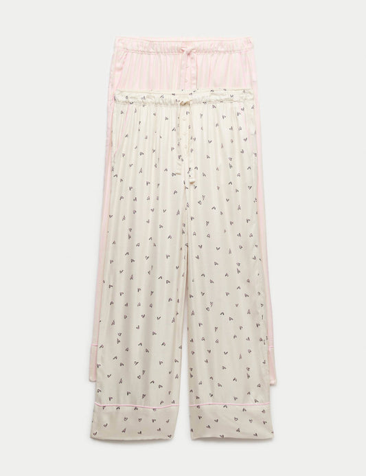 2’li Twill Geniş Paça Pijama Altı