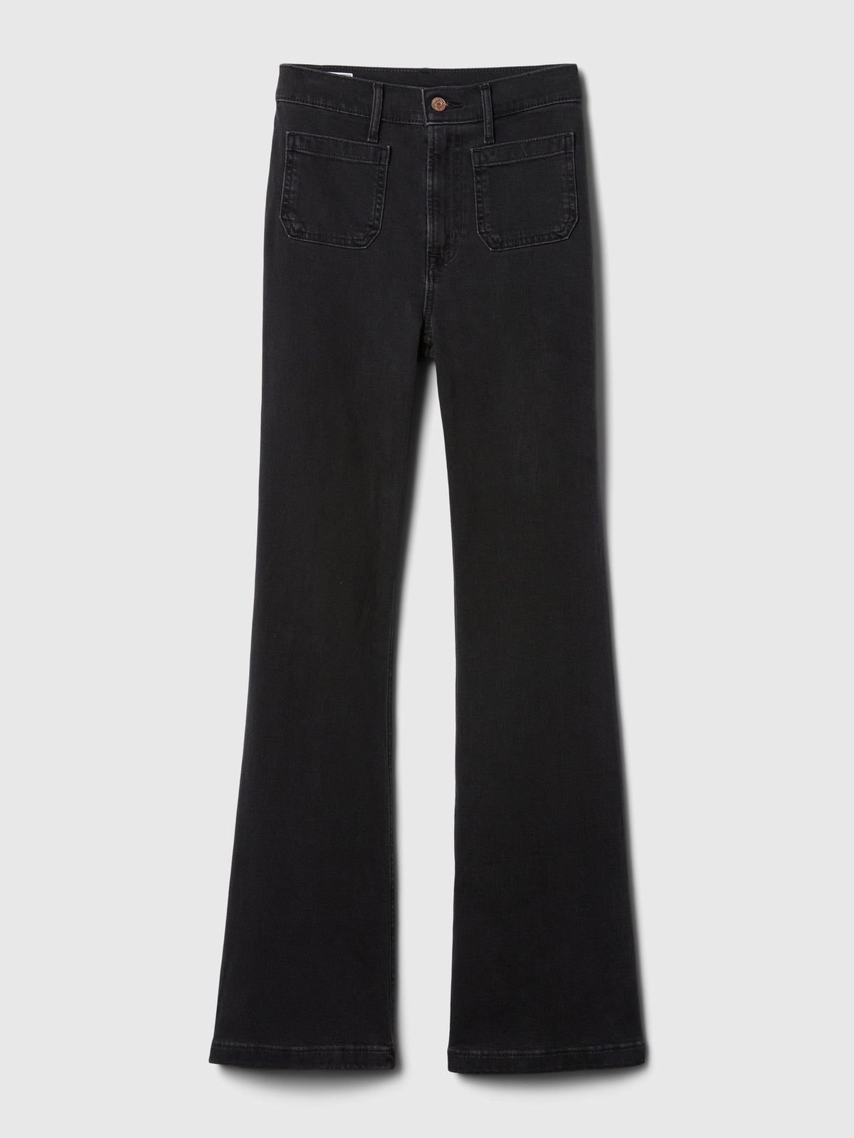Siyah High Rise '70s Flare Jean Pantolon