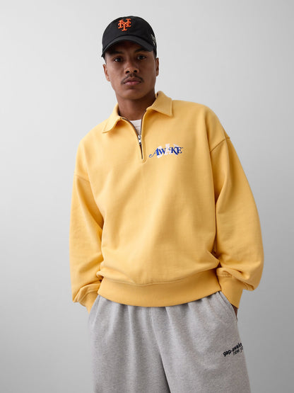 Sarı Gap × Awake Ny Heavyweight Oversized Çeyrek Fermuarlı Sweatshirt