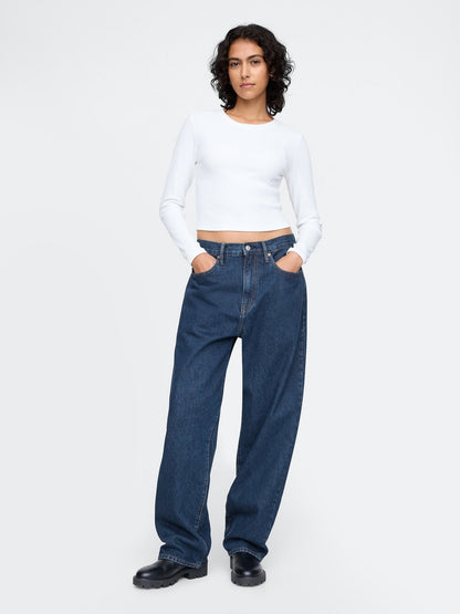 Lacivert Baggy Jean Pantolon