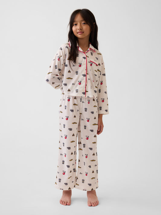 Kırık Beyaz Recycled Baskılı Pijama Takımı