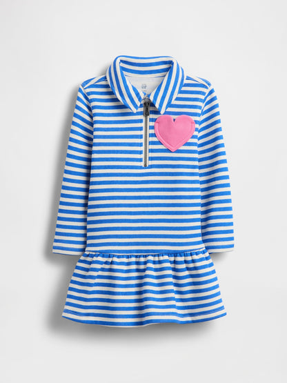 Mavi Yarım Fermuarlı Pullover Sweatshirt Elbise