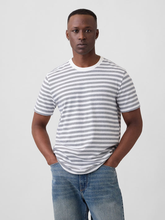 Beyaz Relaxed Bisiklet Yaka T-shirt