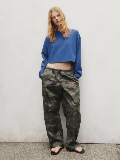 Kamuflaj Mid Rise Twill Easy Barrel Utility Pantolon