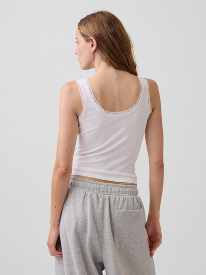 Beyaz Mini Fitilli Dantel Detaylı Askılı Pijama Üstü