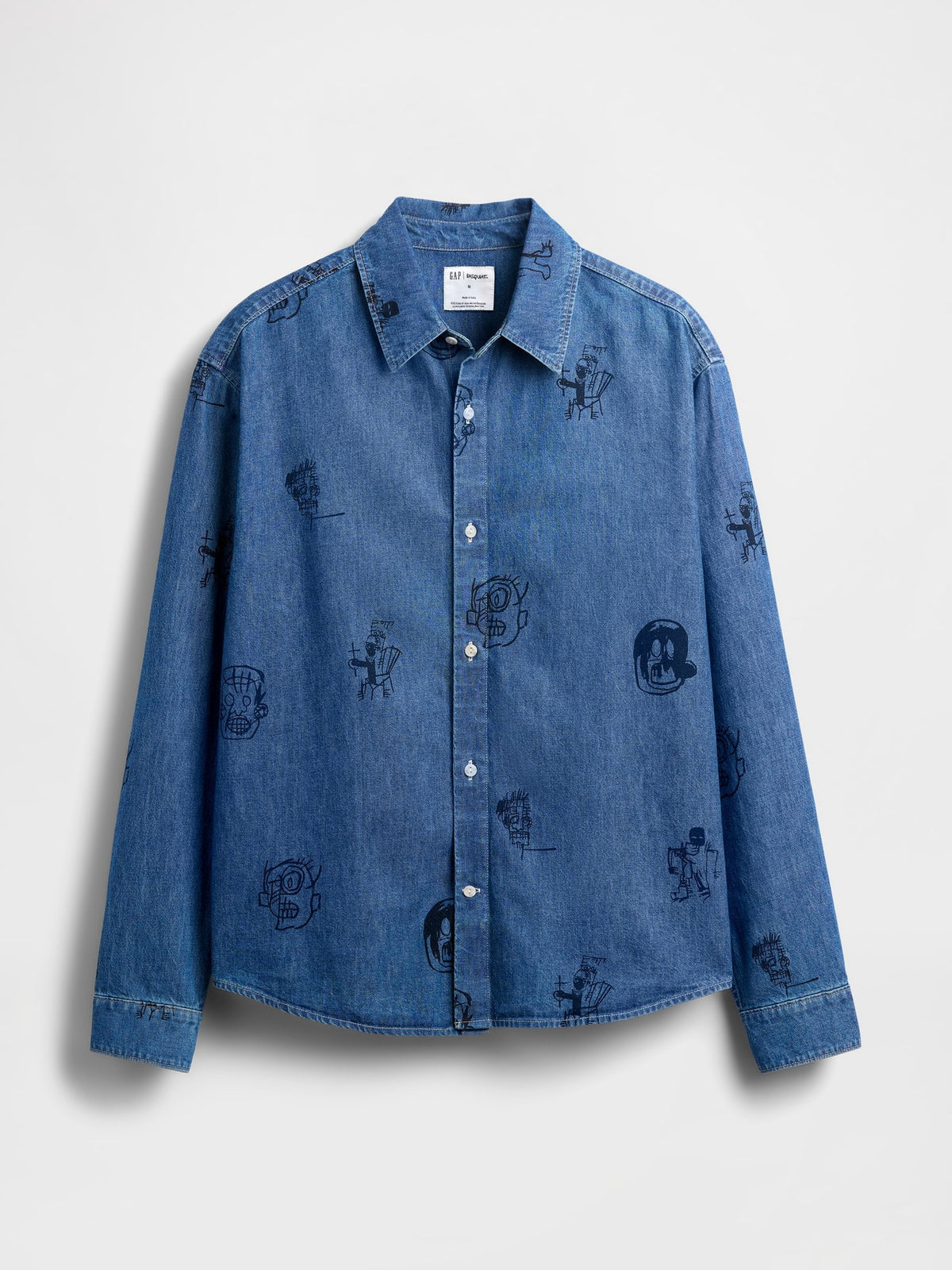 Mavi Jean-michel Basquiat Baskılı Denim Gömlek