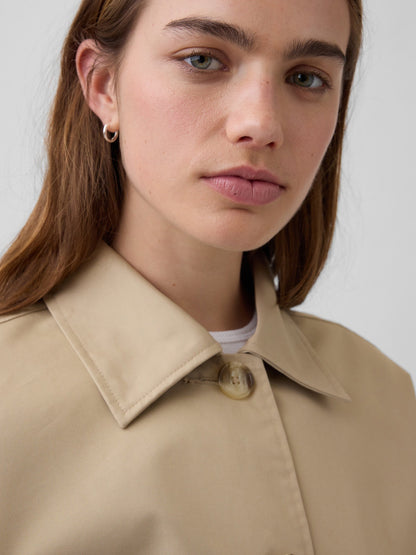 Bej Oversized Crop Trençkot Ceket