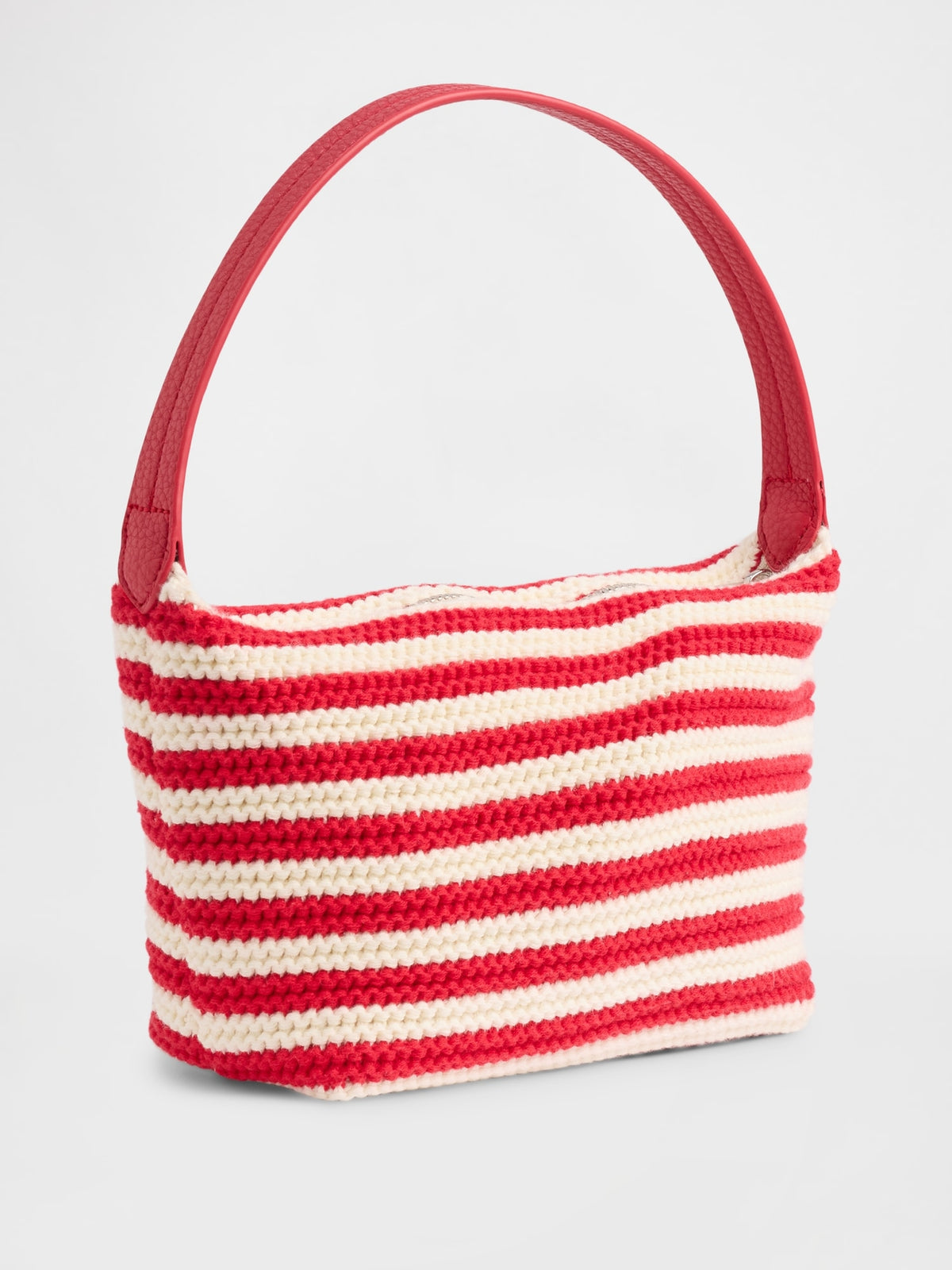 Kırmızı Crochet Stripe Mini Çanta