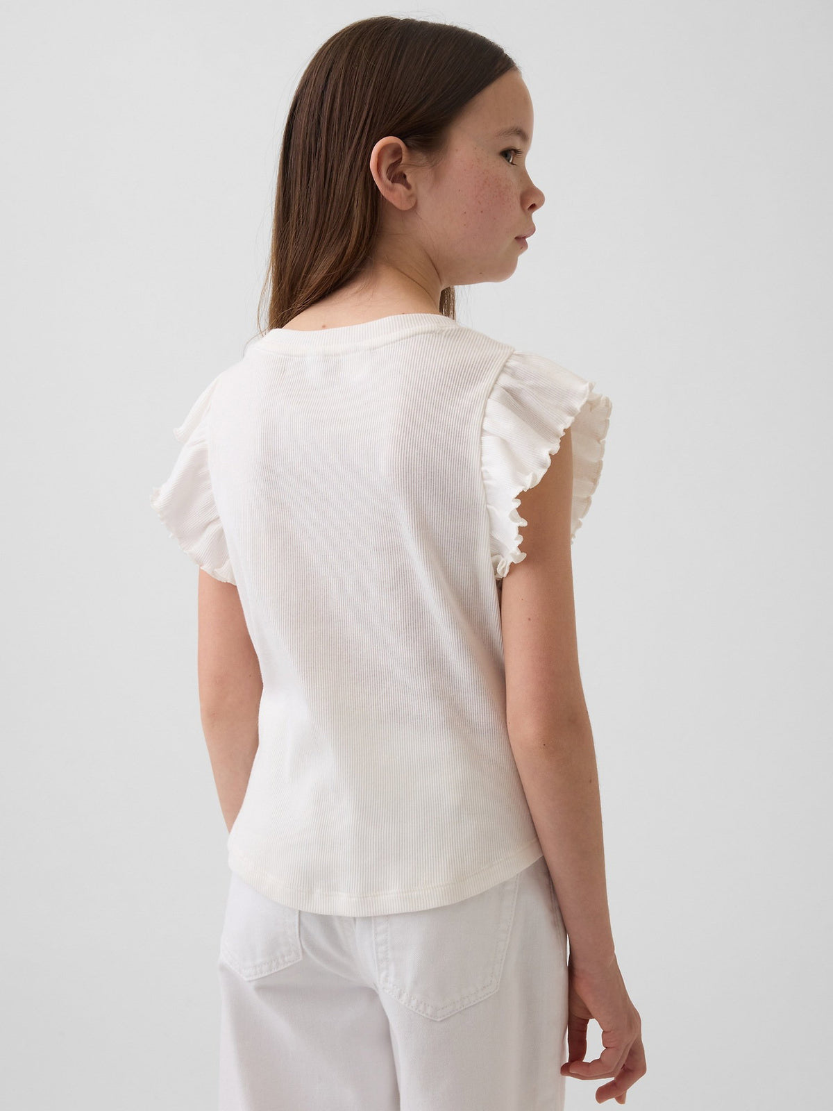 Beyaz Arch Logo Ruffle T-shirt