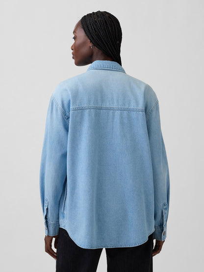 Açık Mavi Denim Western Gömlek Ceket