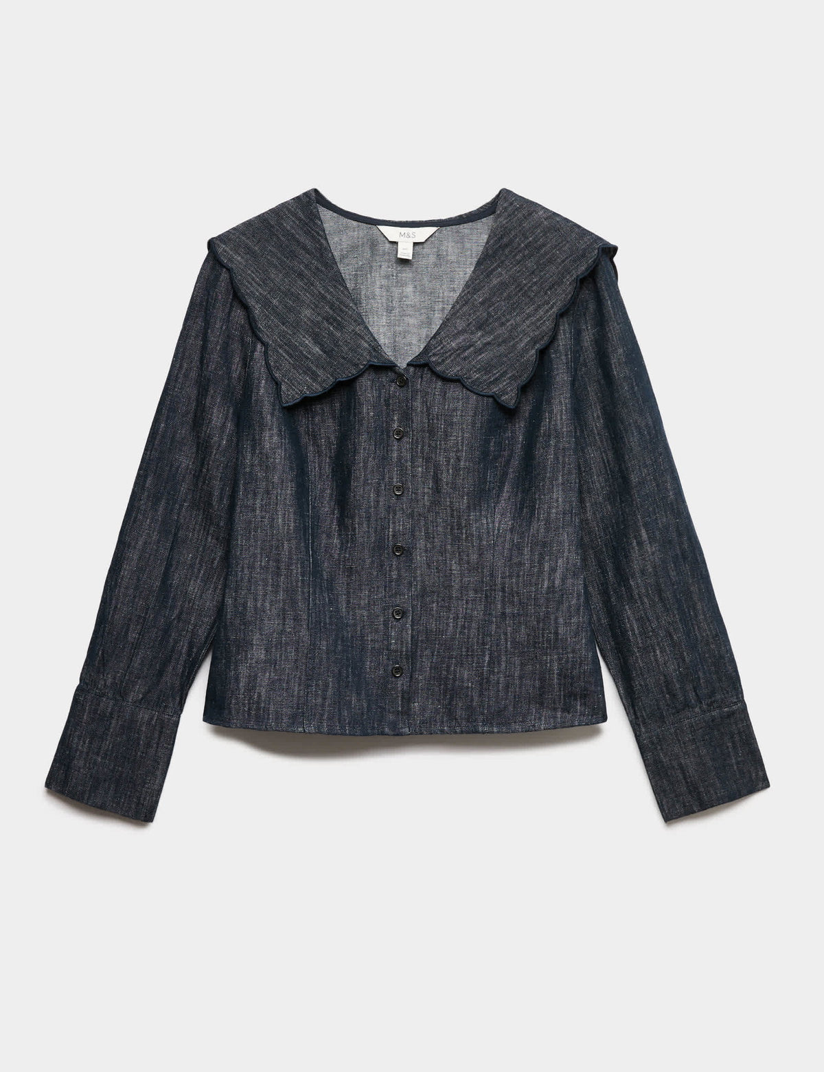 Keten Karışımlı Denim Gömlek