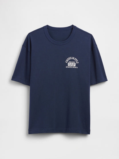 Lacivert Heavyweight Gap Logo Relaxed Crop T-shirt