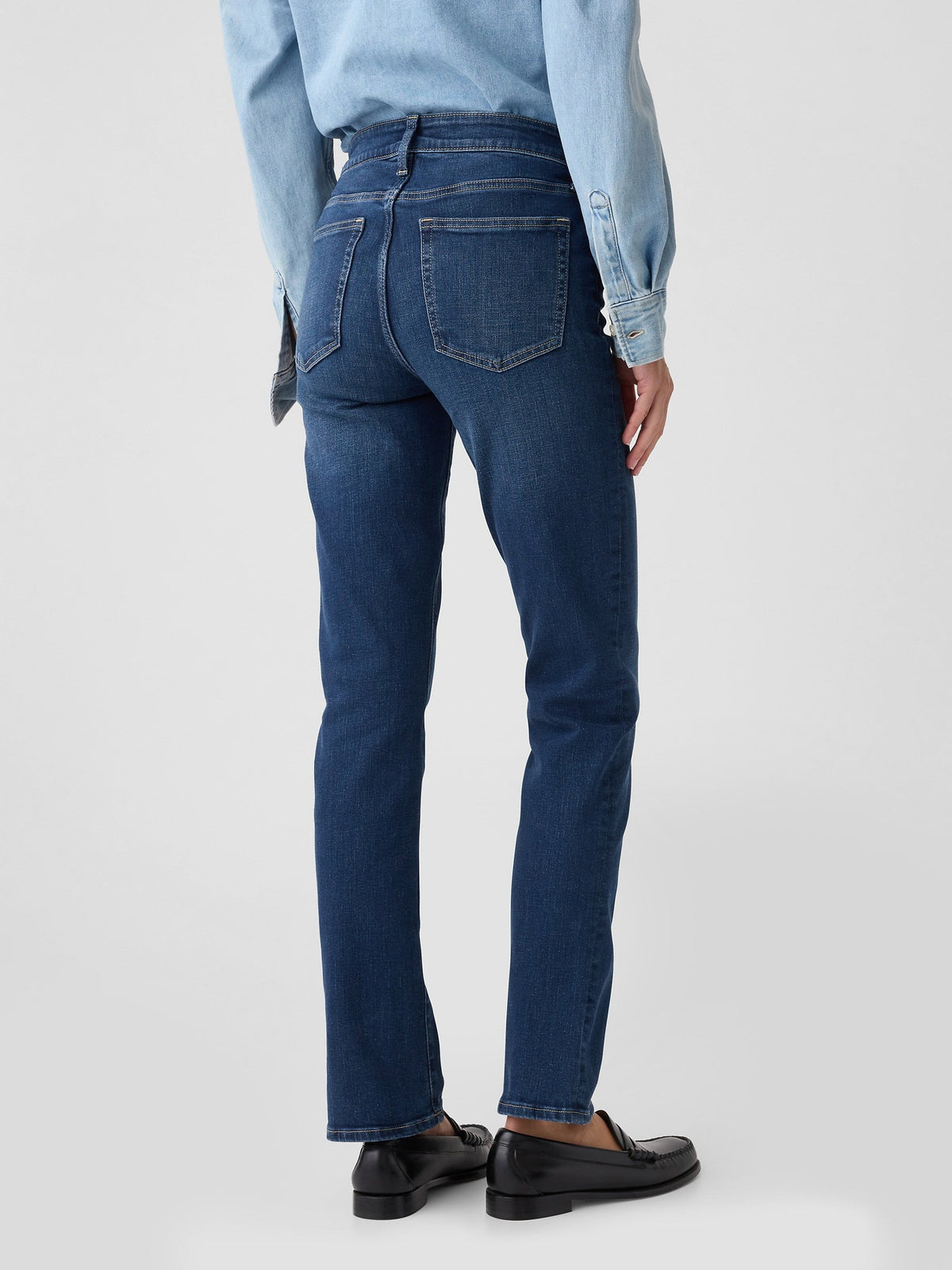 Koyu Mavi Mid Rise Straight Jean Pantolon