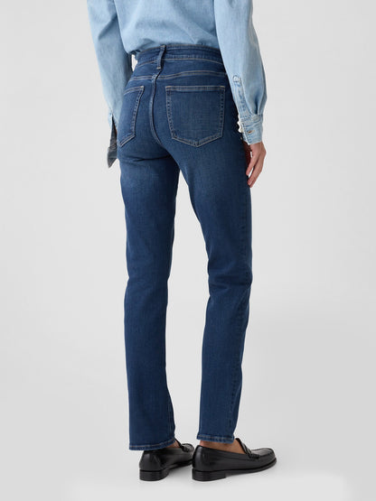 Koyu Mavi Mid Rise Straight Jean Pantolon