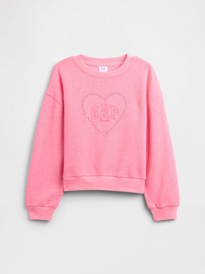 Pembe Oversized Gap Logo Grafik Baskılı Sweatshirt