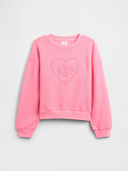 Pembe Oversized Gap Logo Grafik Baskılı Sweatshirt