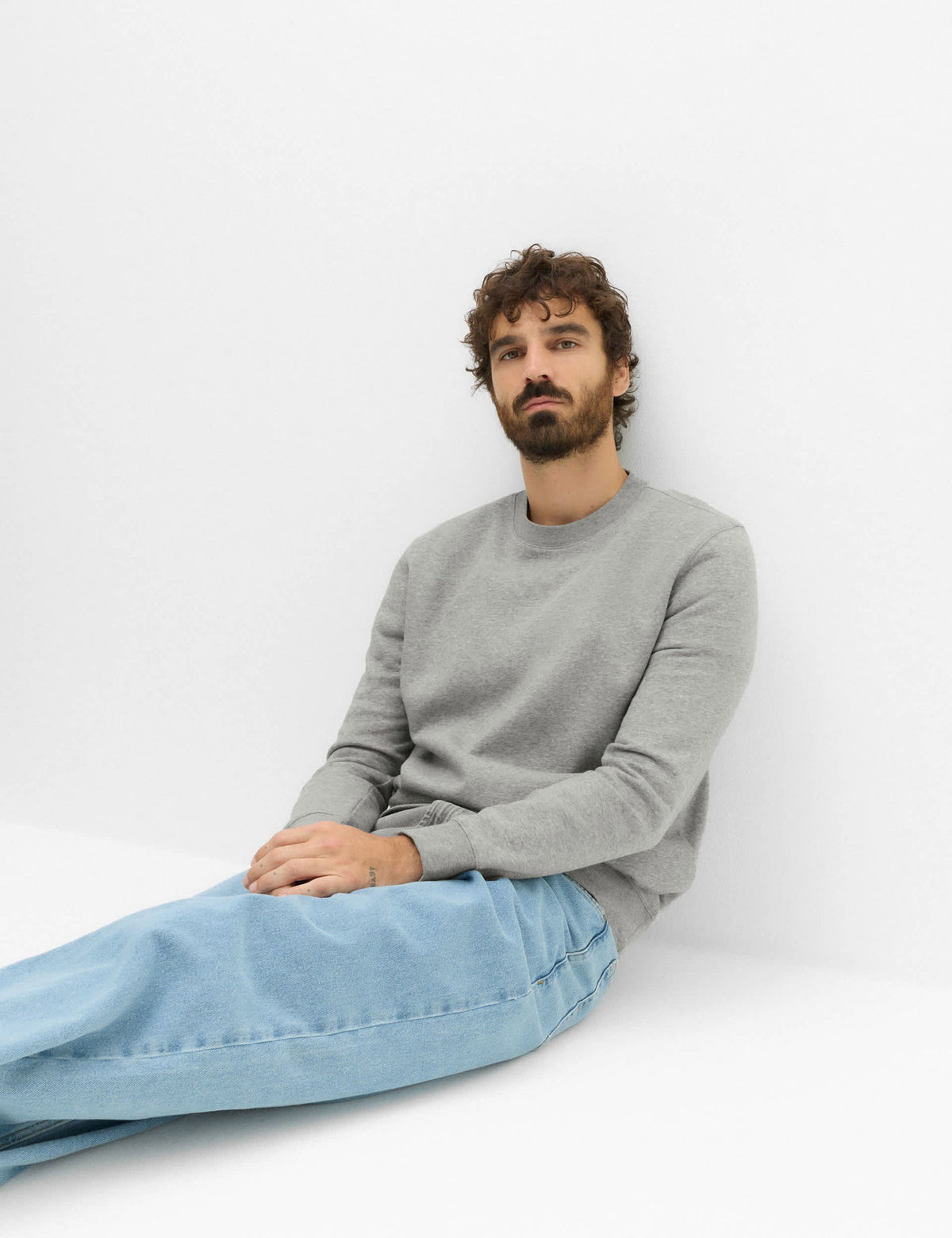 Pamuk Karışımlı Içi Şardonlu Bisiklet Yaka Erkek Sweatshirt
