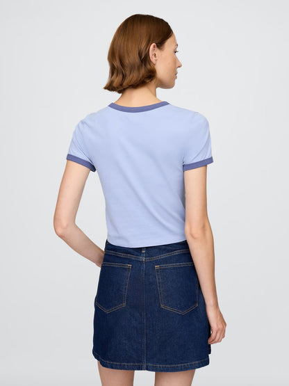 Açık Mavi Gap Logo Crop T-shirt