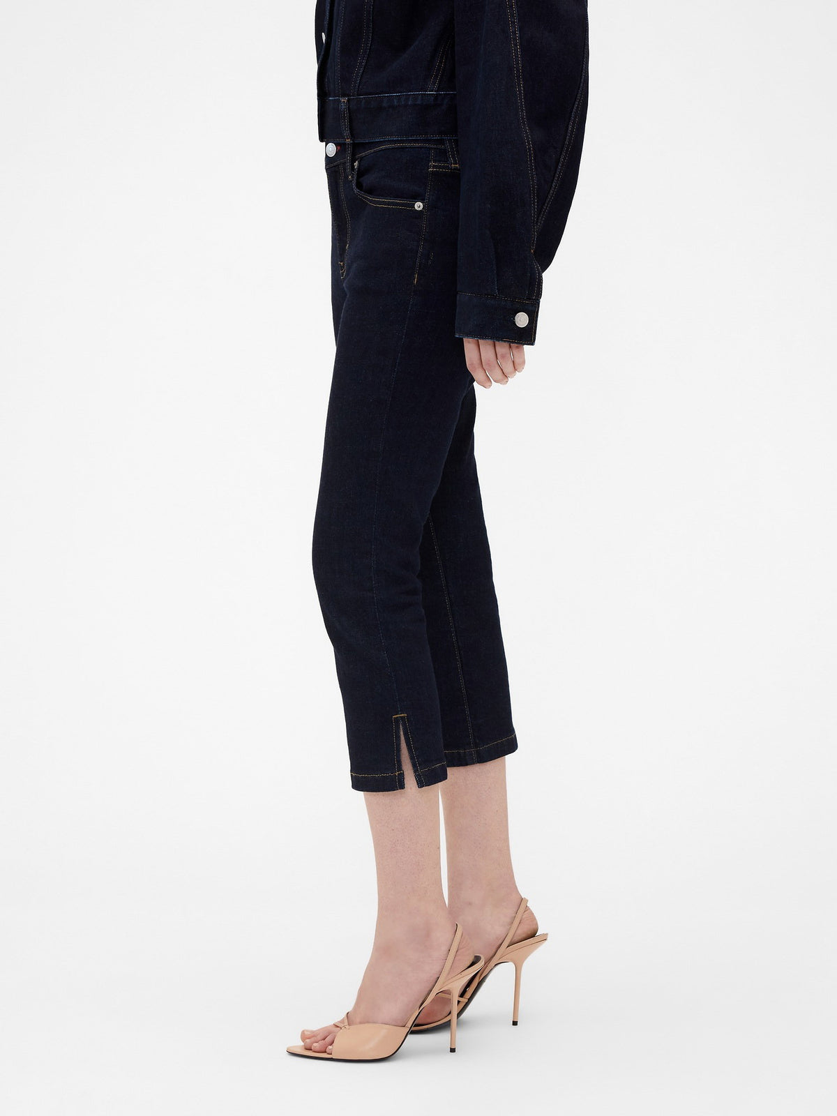 Koyu Mavi Gap × Victoria Beckham Low Rise Capri Jean Pantolon