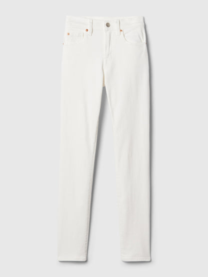 Beyaz Mid Rise True Skinny Jean Pantolon