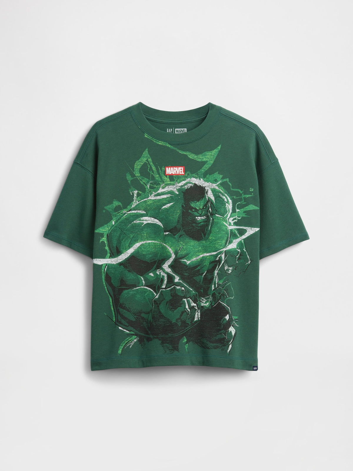 Yeşil Marvel Oversized Grafik Baskılı T-shirt