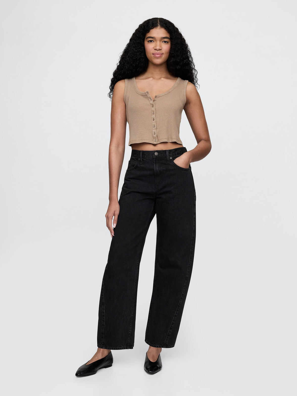 Bej Crop Fitilli Atlet