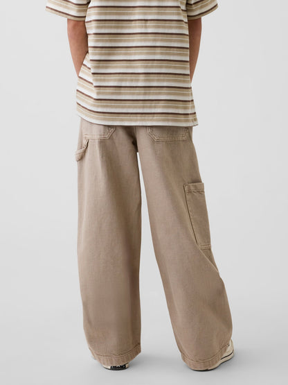 Bej Kids Baggy Carpenter Jean Pantolon