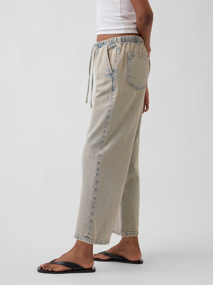 Açık Mavi Low Rise '90s Loose Easy Crop Jean Pantolon