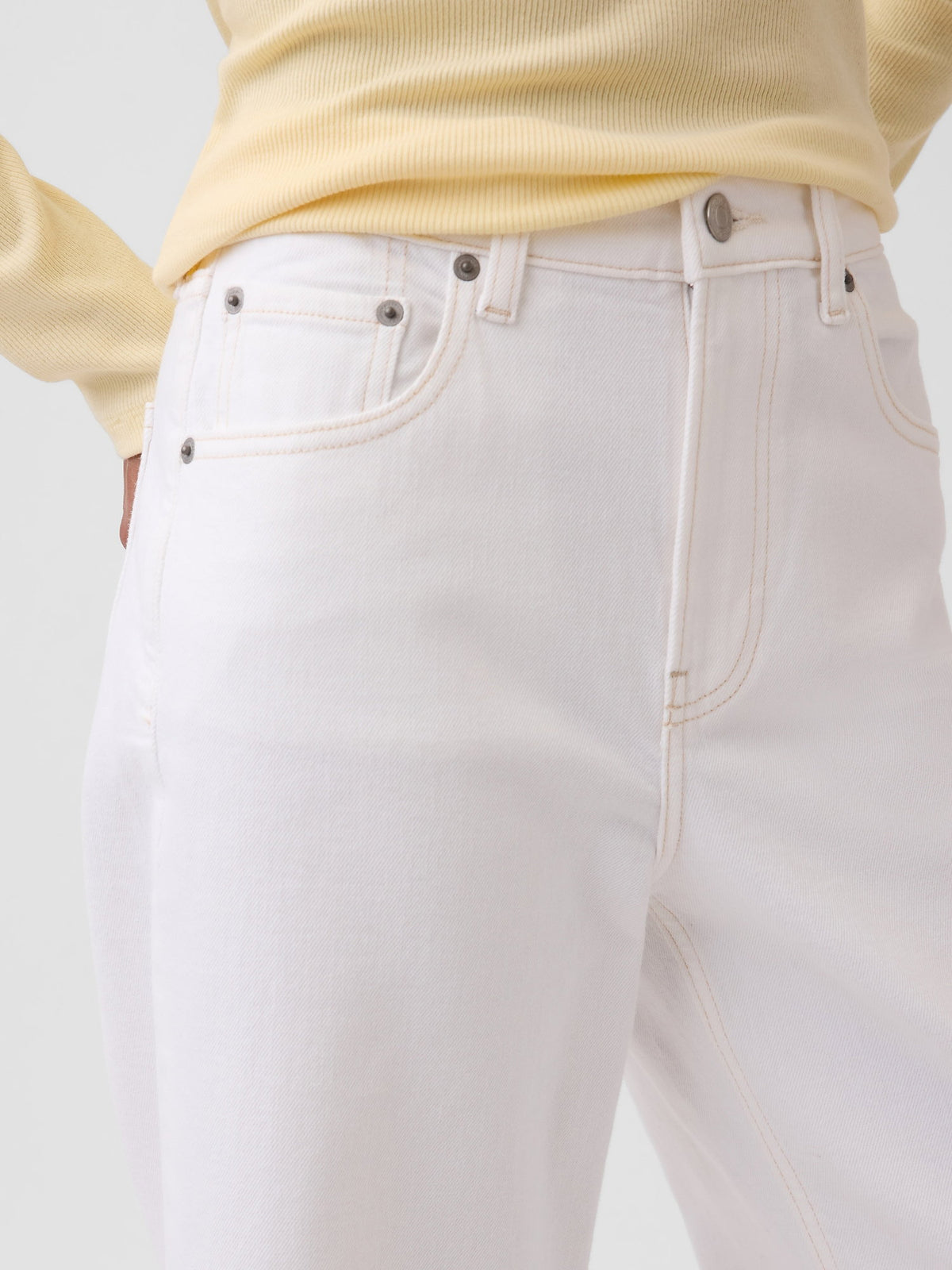 Beyaz High Rise Stride Wide-leg Ankle Jean Pantolon