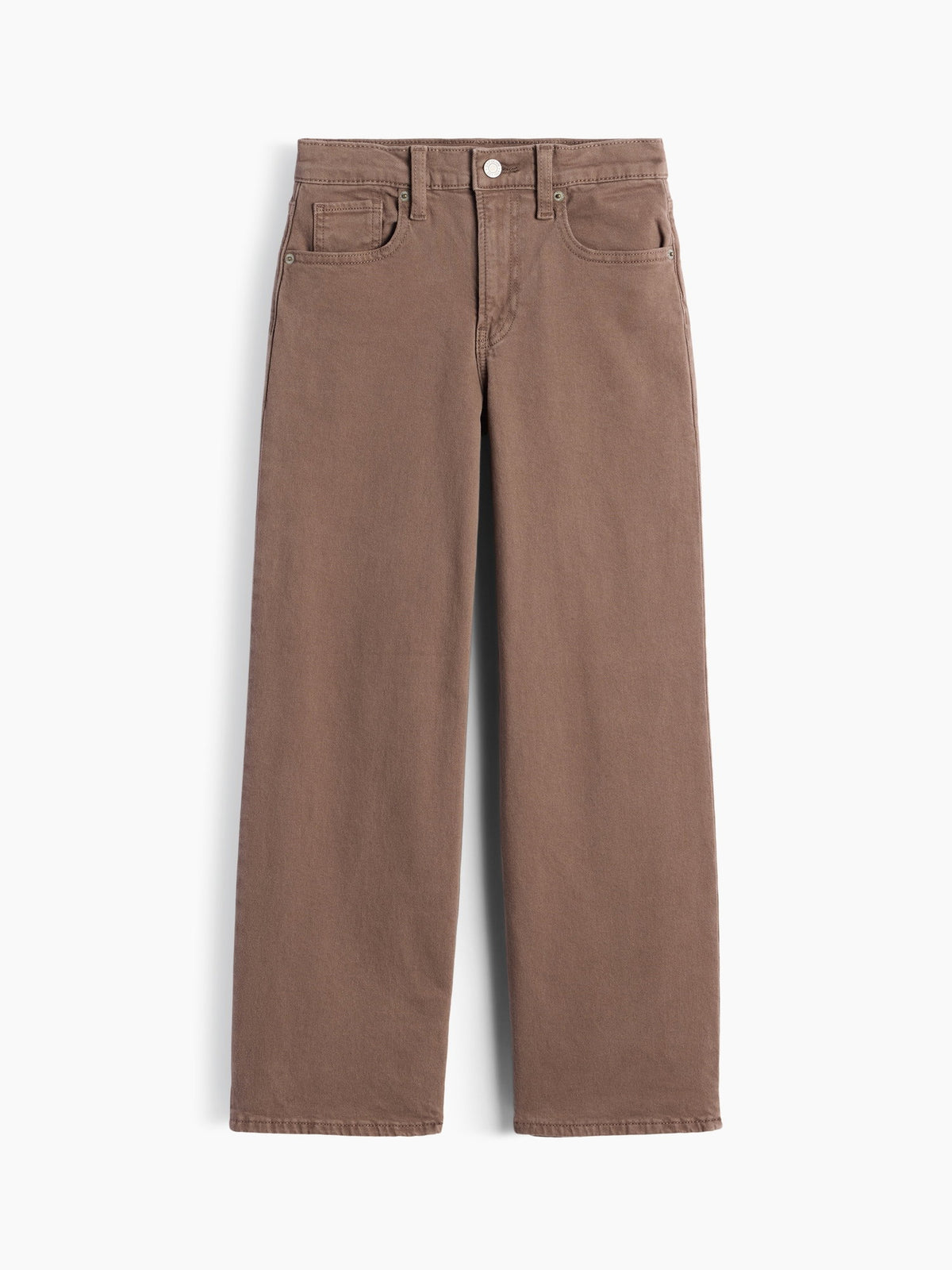 Kahverengi Low Rise Stride Bow Pocket Wide-leg Jean Pantolon