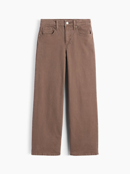Kahverengi Low Rise Stride Bow Pocket Wide-leg Jean Pantolon