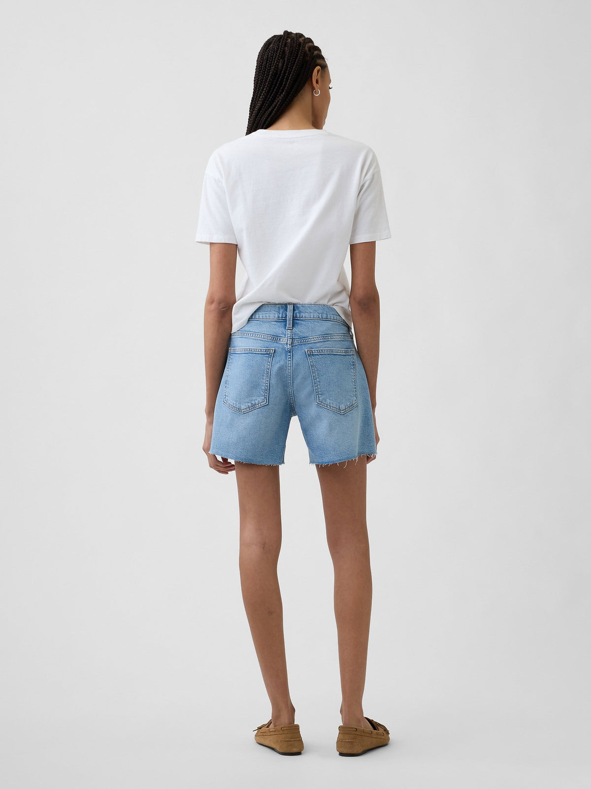 Açık Mavi 5 Mid Rise Soft Denim Şort