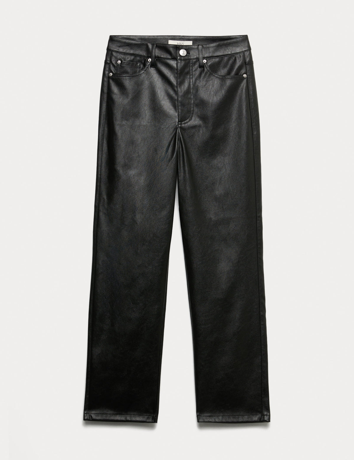 Suni Deri Straight Leg Pantolon