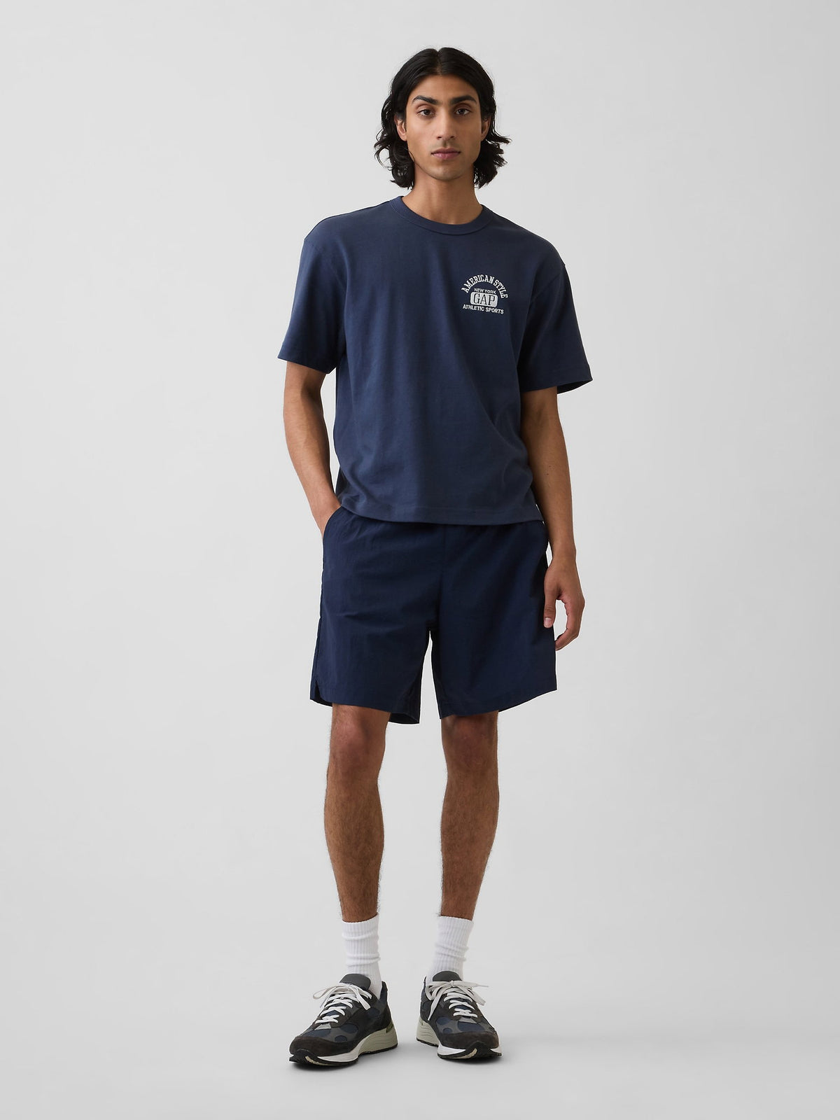 Lacivert Heavyweight Gap Logo Relaxed Crop T-shirt