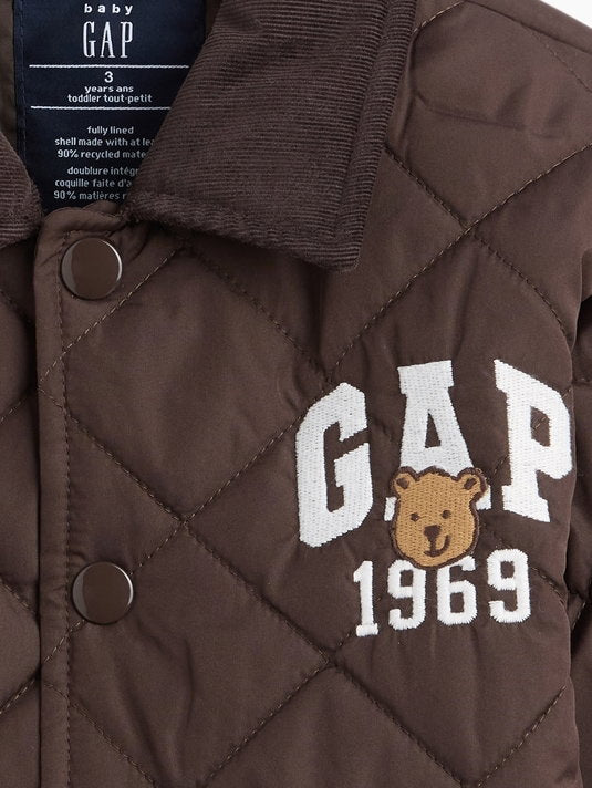 Koyu Kahverengi Quilted Gap Grafik Baskılı Barn Ceket