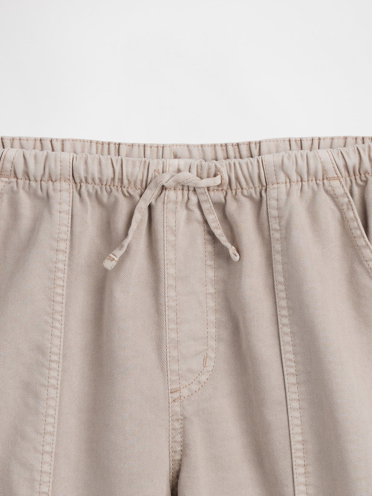 Bej Twill Baggy Pantolon