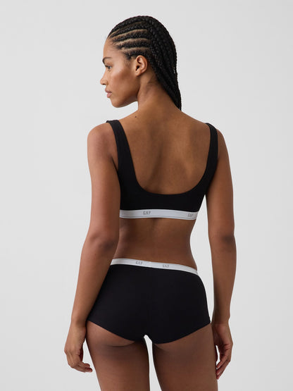 Siyah Softmade Organik Stretch Pamuk Gap Logo Bralet