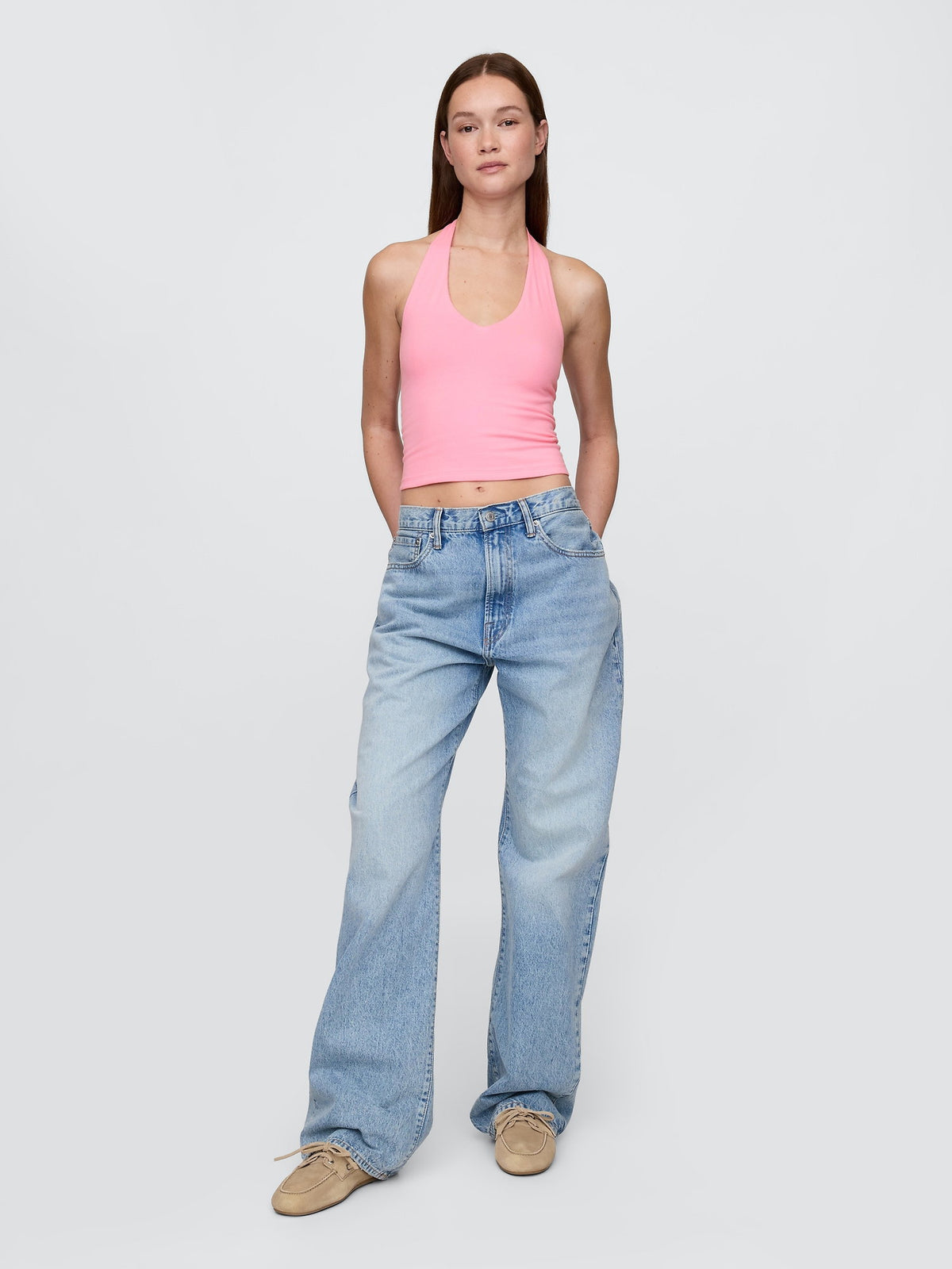 Pembe Closeknit Askılı Kısa Üst