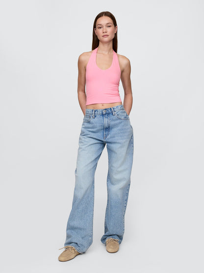 Pembe Closeknit Askılı Kısa Üst