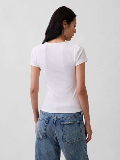 Siyah Modern Fitilli Gap Logo T-shirt