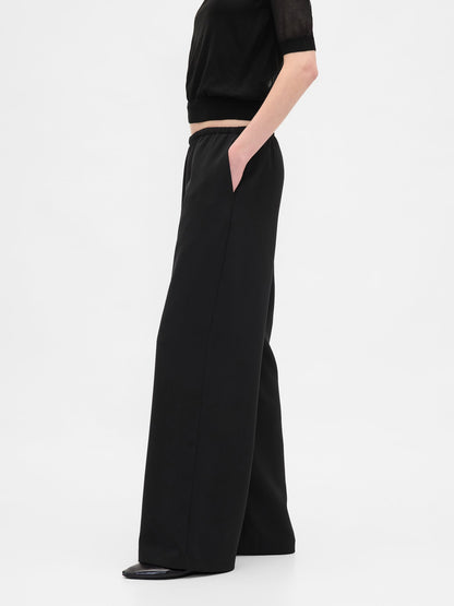 Siyah Easy Wide-leg Pantolon
