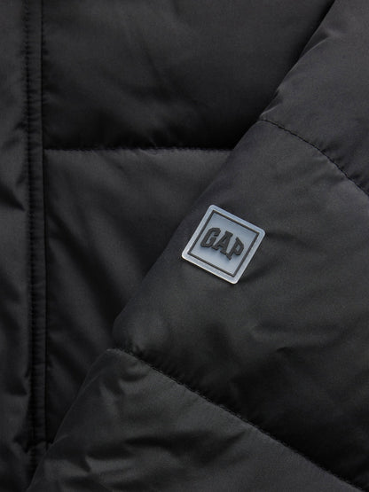Siyah Relaxed Puffer Şişme Mont