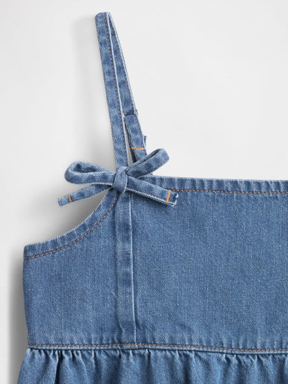 Mavi Denim Askılı Peplum Bluz