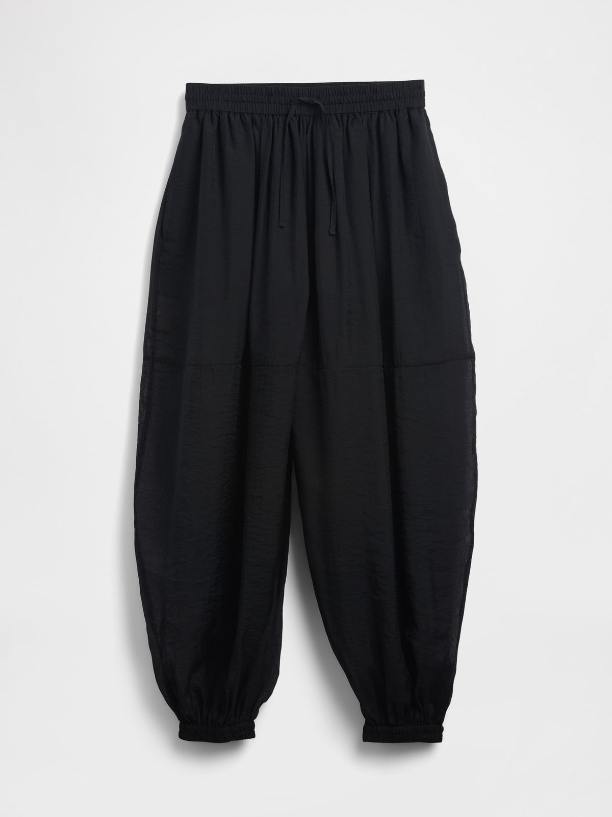 Siyah Sheer Paraşüt Pantolon