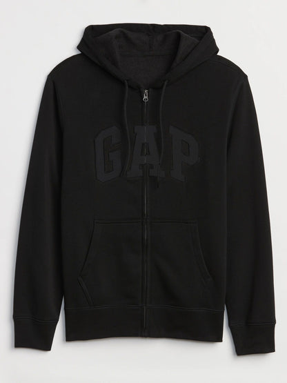Siyah Gap Logo Kapüşonlu Fleece Sweatshirt