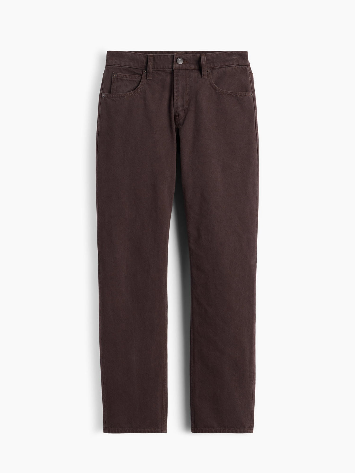 Kahverengi Mid Rise Straight Taper Jean Pantolon