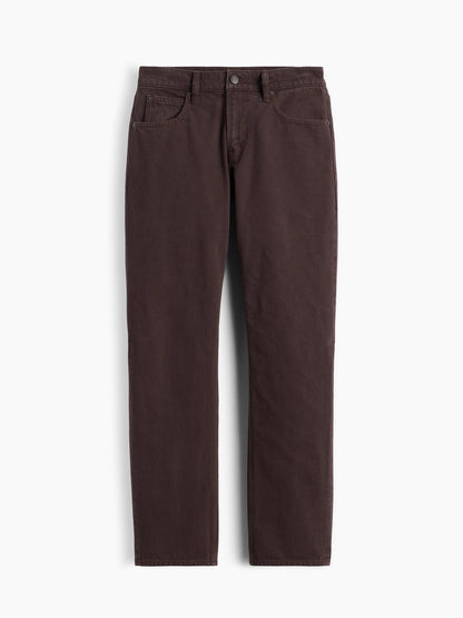 Kahverengi Mid Rise Straight Taper Jean Pantolon
