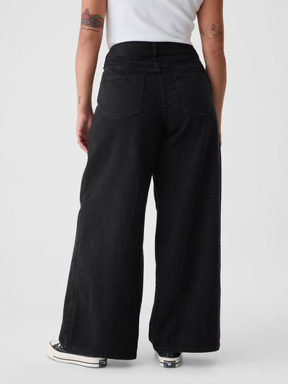 Siyah Mid Rise Ultrasoft Baggy Jean Pantolon